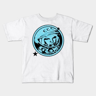 Yuri Gagarin - The First Man In Outer Space - (Blue Print) Kids T-Shirt